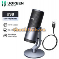 Micro Thu Âm Cho PC, Laptop, PS5 Ugreen 35629 CM769 – Micro Thu Âm Condenser Cardioid, Âm Thanh 24bit/96kHz, Đèn RGB, Nút Tắt Mute