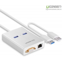 Cáp USB 3.0 to VGA và 2 cổng USB 3.0 tích hợp Lan Gigabit 10/100/1000 Mpbs Ugreen 40242
