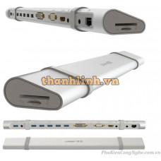Bộ chuyển đổi 5 Ports USB 3 0HUB+SD/TF Gigabit LAN+Audio +VGA+ HDMI +DVI Display USB 3.0 Dual Multi model 40258 37 2CM 37 2CM Ugreen 40258