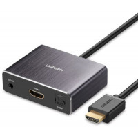 Bộ chuyển đổi với SPDIF và 3,5mm audio HDMI ra HDMI model 40281 đen Ugreen 40281