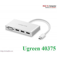 Chuyển Type-C ra VGA+3 USB 3.0 HUB model trắng 15cm Ugreen 40375