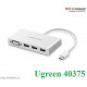 Chuyển Type-C ra VGA+3 USB 3.0 HUB model trắng 15cm Ugreen 40375