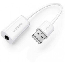 Ugreen 40520 USB 2.0 ra 3,5mm Aux bộ chuyển âm thanh không có micro màu trắng US206 20040520