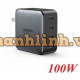 Sạc nhanh Ugreen Nexode GaN 100W Mỹ (Xám không gian) 40737