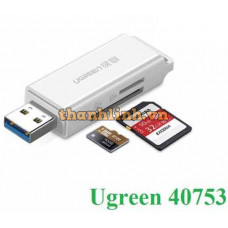 Đầu Đọc Thẻ Kép USB 3.0 Sang TF + SD Ugreen (Trắng) 40753