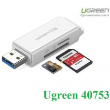Đầu Đọc Thẻ Kép USB 3.0 Sang TF + SD Ugreen (Trắng) 40753
