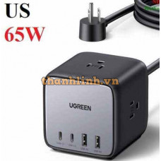 Trạm sạc nhanh DigiNest Cube GaN PD 65W dài 1,8M USB Type-C*2, USB Type-A*2,AC Outlet*3 Ugreen 40861