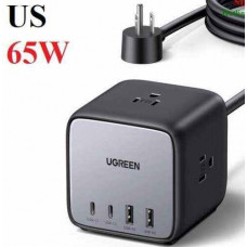 Trạm sạc nhanh DigiNest Cube GaN PD 65W dài 1,8M USB Type-C*2, USB Type-A*2,AC Outlet*3 Ugreen 40861
