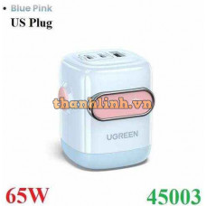 Củ sạc nhanh hình Robot 65W 3 cổng Type-C x2, Type-A x1 Ugreen 45003 cao cấp (US Plug)