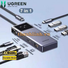 Hub USB Type-C RoboGan 7 trong 1 Ugreen 45155 CM888, HDMI 4K@60hz, USB, Lan 1Gbps, Sạc PD 100W