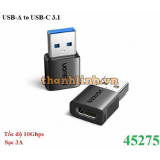 Đầu chuyển đổi USB-A sang USB-C chuẩn 3.1 tốc độ 10Gbps hỗ trợ sạc 3A Ugreen 45275 cao cấp (2pcs)