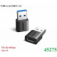 Đầu chuyển đổi USB-A sang USB-C chuẩn 3.1 tốc độ 10Gbps hỗ trợ sạc 3A Ugreen 45275 cao cấp (2pcs)