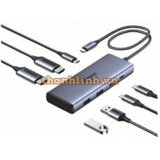 Bộ chuyển đổi USB-C sang USB-C PD+2USB-A 3.2+2USB-C 3.2+2HDMI hỗ trợ 4K Ugreen 45379