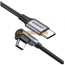 Cáp dữ liệu, sạc nhanh 60W Type-C to Type-C bẻ góc 90 độ dài 0,5M Ugreen 50122 cao cấp