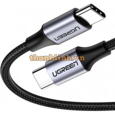 Cáp sạc nhanh 60W USB Type-C to Type-C dài 1M bọc nylon Ugreen 50150 cao cấp (dữ liệu)
