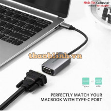 Cáp chuyển đổi USB Type-C sang VGA vỏ nhôm Ugreen 50316 chính hãng