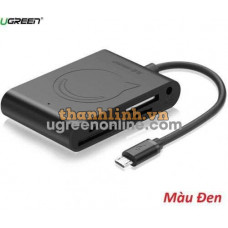 Ugreen 50414 đọc thẻ Micro USB OTG 2.0 ra Hub 3 Ports hỗ trợ thẻ SD SDHC MINI SD MICRO SD MICRO SDHC T-FLASH MS M2 50414 20050414