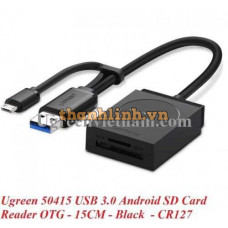 Ugreen 50415 15CM màu đen đầu đọc thẻ SD cổng USB 3.0 và micro dành cho PC và Android OTG CR127 20050415