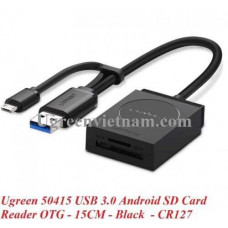 Ugreen 50415 15CM màu đen đầu đọc thẻ SD cổng USB 3.0 và micro dành cho PC và Android OTG CR127 20050415