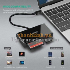 Ugreen 50443 15CM màu đen đầu đọc thẻ 4 trong 1 USB type C OTG CM102 20050443