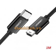 Cáp sạc USB Type-C to Mini USB dài 1m chính hãng Ugreen 50445 màu đen cao cấp