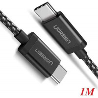 Ugreen 50449 2m màu đen dây bên vải cotton mạ nickel cáp USB 2 đầu Type-C US161 20050449
