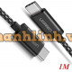 Ugreen 50449 2m màu đen dây bên vải cotton mạ nickel cáp USB 2 đầu Type-C US161 20050449