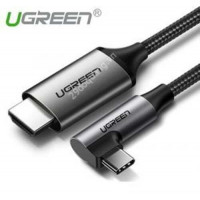 Ugreen 50530 2M màu đen cáp chuyển USB Type-C bẻ góc phải 90 độ ra 4K HDMI đầu kim loại chống nhiễu MM141 20050530
