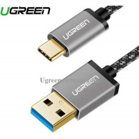 Ugreen 50542 2M màu đen cáp USB Type-C 3.0 sạc nhanh và truyền dữ liệu dây dù US187 20050542