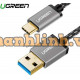 Ugreen 50542 2M màu đen cáp USB Type-C 3.0 sạc nhanh và truyền dữ liệu dây dù US187 20050542
