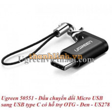 Ugreen 50551 Màu Đen Đầu chuyển đổi MICRO USB sang Type-C hỗ trợ OTG