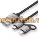 Cáp sạc, dữ liệu 2 in 1 USB A sang Lightning+Type-C 3A dài 1M Ugreen 50792 cao cấp (Đen bọc dù)