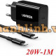 Ugreen 50799 20W bộ kit sạc nhanh PD và cáp USB Type-C ra Lightning MFI cho iPhone màu đen CD137 20050799