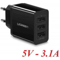 Sạc Ugreen 3 Cổng USB 5V/3.1A (Đen) 50816