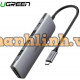 Ugreen 50850 20CM màu xám USB type C HUB 6 trong 1 ra USB 3.0 x 3 + Đọc thẻ TF/SD + nguồn 5V Micro USB