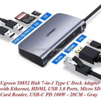 Thiết bị mở rộng USB Type-C to HDMI/ Hub USB 3.0/ SD/TF/Lan Gigabit/ PD 100W Ugreen 50852