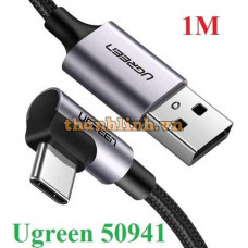Cáp sạc, dữ liệu USB-A to USB Type-C bẻ góc 90 độ dài 1M Ugreen 50941 cao cấp
