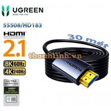 Cáp HDMI 2.1 Sợi Quang AOC 30m Ugreen 55508 HD183 Chuẩn 8K@60Hz, 4K@240Hz, 48Gbps HDR10+, Dolby Vision, eARC, VRR & ALLM