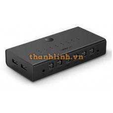 Ugreen 60102 Màu Đen Bộ chuyển mạch KVM 1 bộ chuột phím điều khiển đồng bộ 8 máy tính