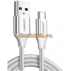 Ugreen 60133 2m Cáp Usb ra Type-C bọc nhôm màu bạc US288 20060133