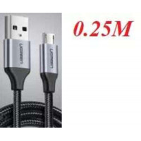 Ugreen 60144 0,25M Màu Đen Cáp sạc truyền dữ liệu USB 2.0 sang MICRO USB vỏ dây bọc lưới US290 10060144