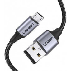 Ugreen 60145 0,5M Màu Đen Cáp sạc truyền dữ liệu USB 2.0 sang MICRO USB vỏ dây bọc lưới US290 10060145