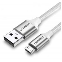 Cáp Ugreen USB 2.0 A to Micro USB Dây nhôm mạ niken 0.25m (Trắng) 60149