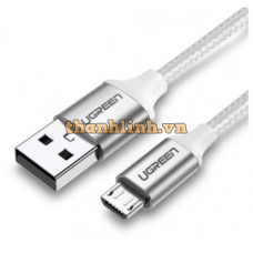 Cáp Ugreen USB 2.0 A to Micro USB Dây nhôm mạ niken 1.5m (Trắng) 60152