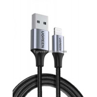 Ugreen 60155 0.5M màu đen cáp MFI USB 2.0 A ra Lightning đầu bọc nhôm mạ nickel 50cm US291 10060155
