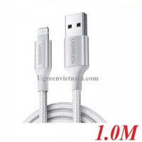 Ugreen 60160 0.5M màu trắng cáp USB 2.0 A ra Lightning MFI đầu bọc nhôm mà nickel 50cm US291 10060160