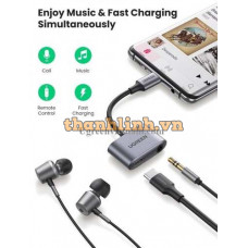 Bộ chuyển đổi có chipset USB-C sang 3.5mm dài 7cm Ugreen 60164
