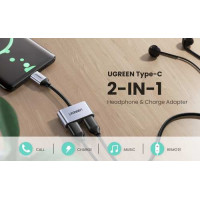 Cáp chuyển đổi USB Type-C sang 2 USB Type-C tai nghe & sạc 15W Ugreen 60165 cao cấp