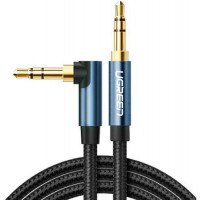 Cáp audio âm thanh AUX 3.5mm bện Nylon bẻ góc 90 độ dài 0,5M Ugreen 60178 (Blue)