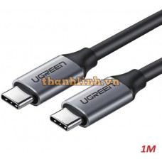 Ugreen 60183 1M Usb 3 1 60W màu xám Vỏ nhôm Mạ niken cáp 2 đầu Type-C US161 20060183